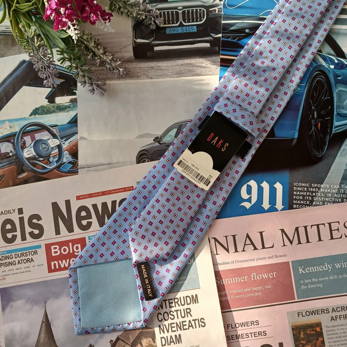 닥스 실크 스카이블루 패턴 넥타이 8.9cm 새제품 A19252
 상품이미지3