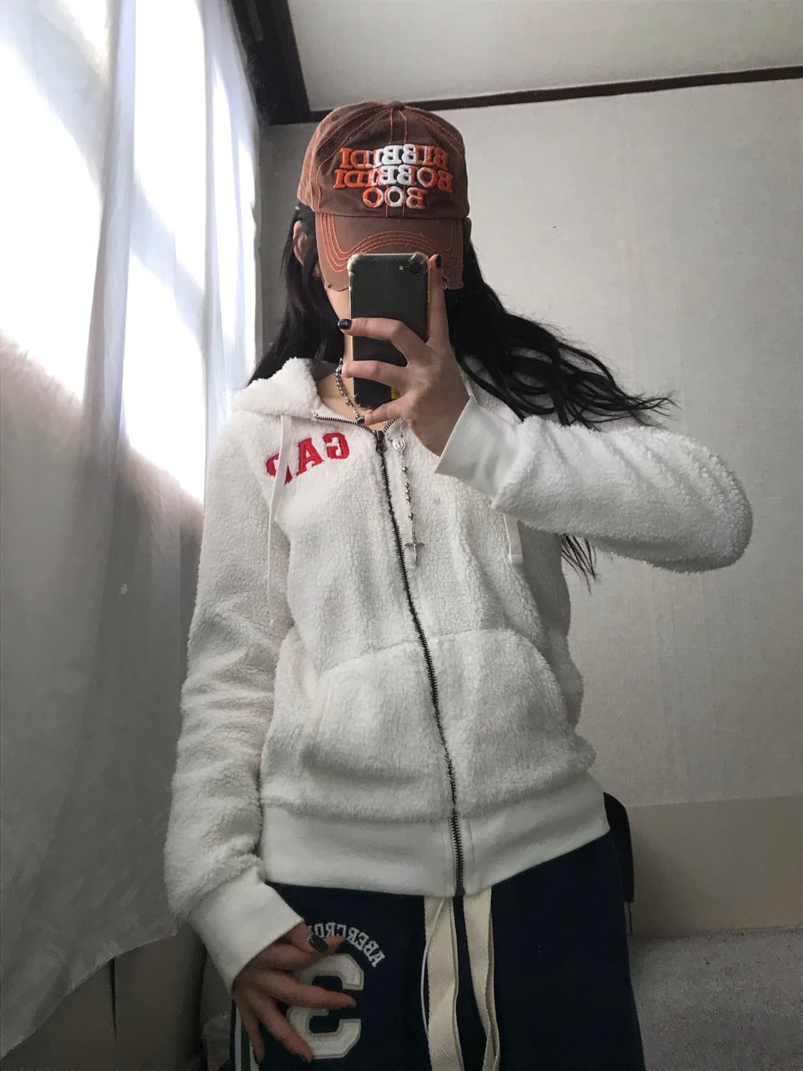 갭 화이트 후리스 후드집업 상품이미지4