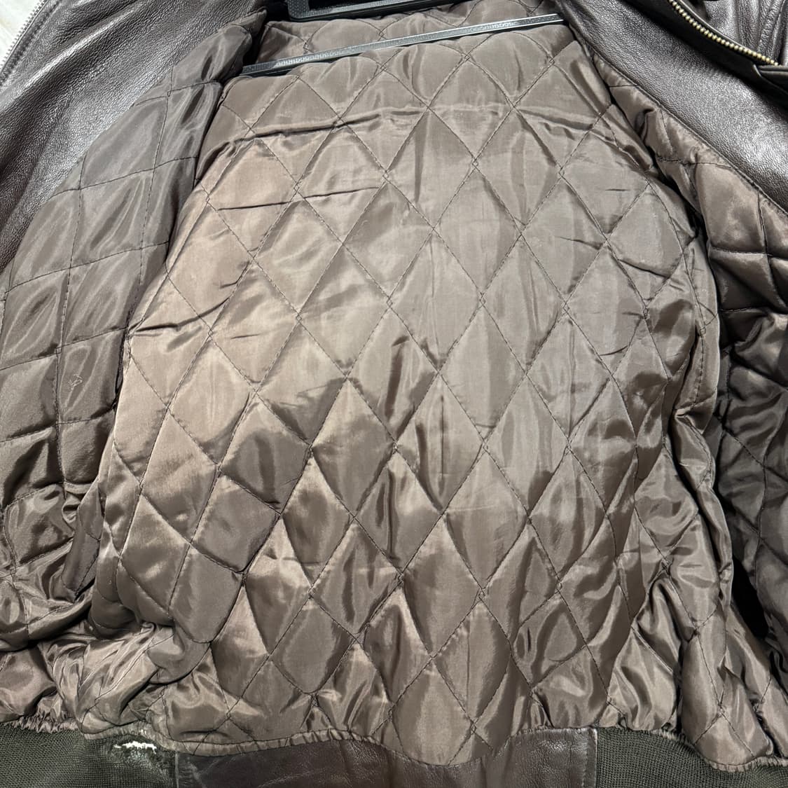 VTG 빈티지 100% 쉽스킨 양가죽 A2 퀼팅 봄버 자켓 브라운 상품이미지6