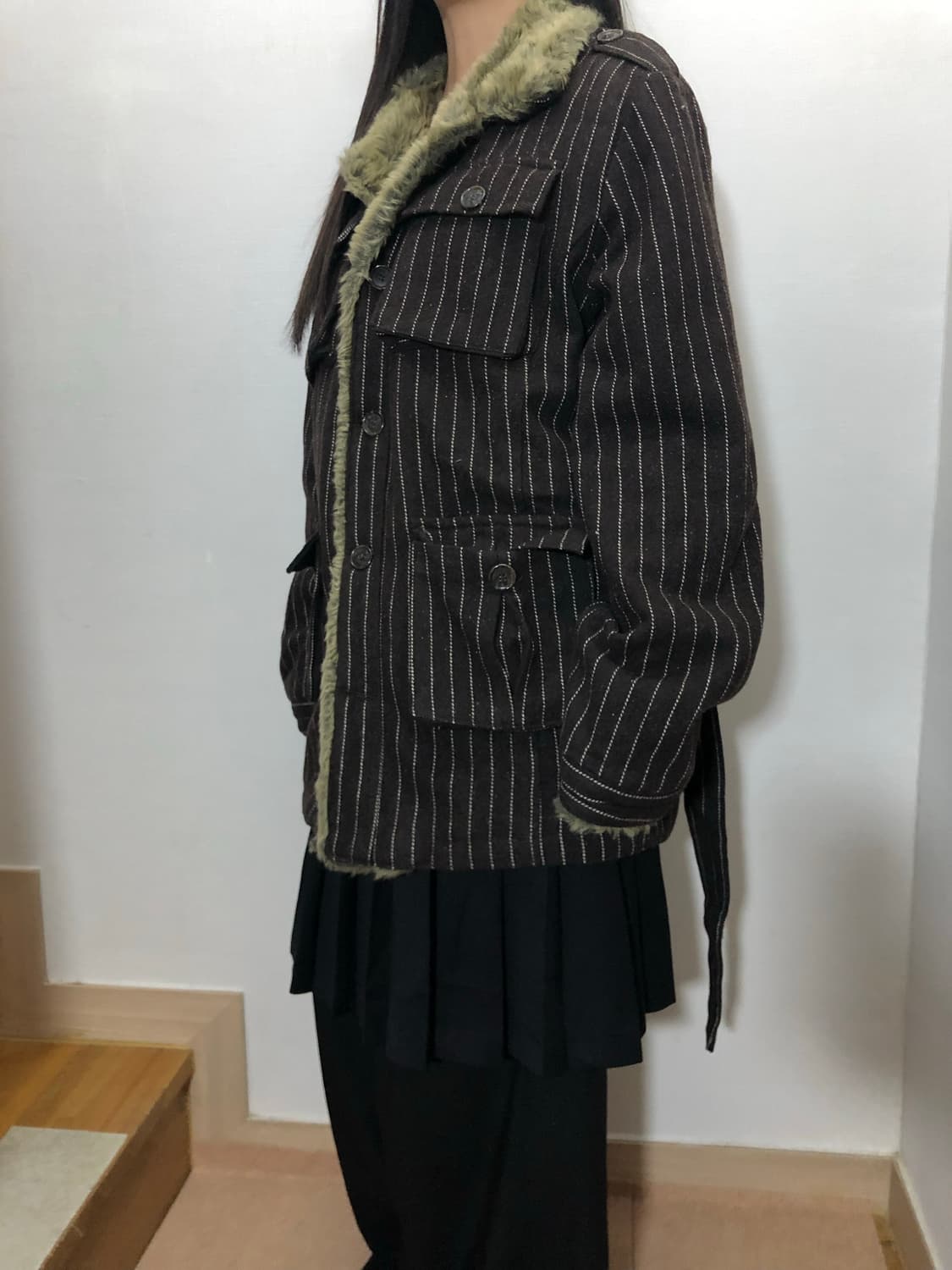 빈티지 브라운 스트라이프 울 자켓 상품이미지6