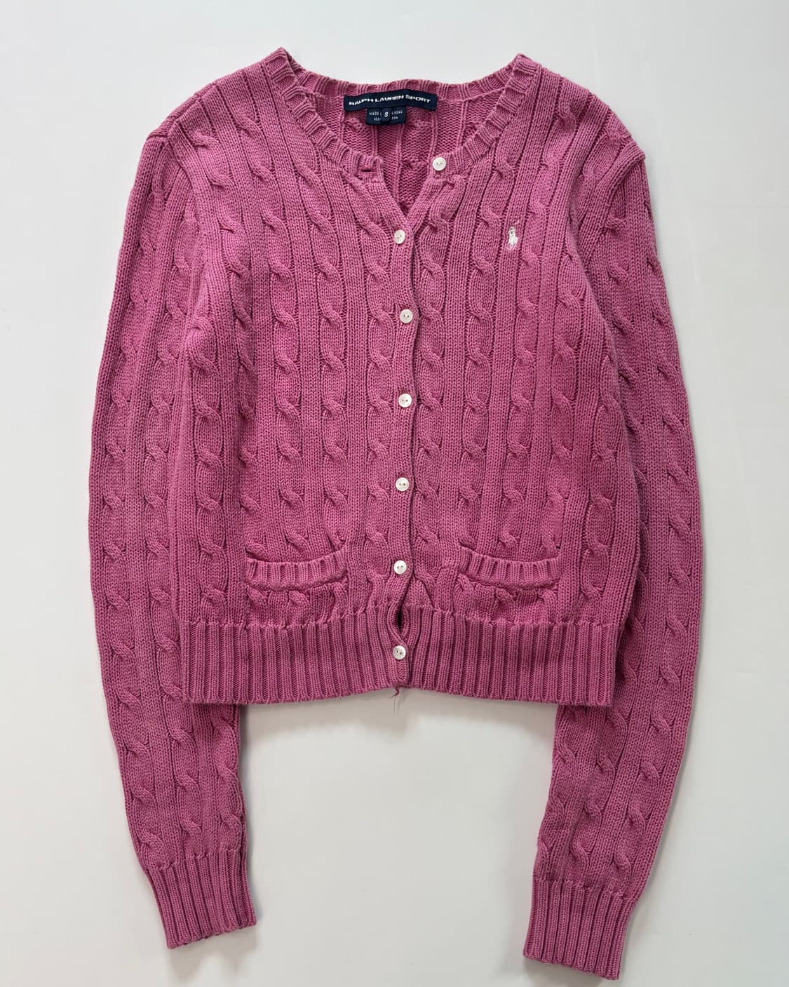Polo 랄프로렌 코튼 베이비핑크 케이블 가디건 상품이미지3