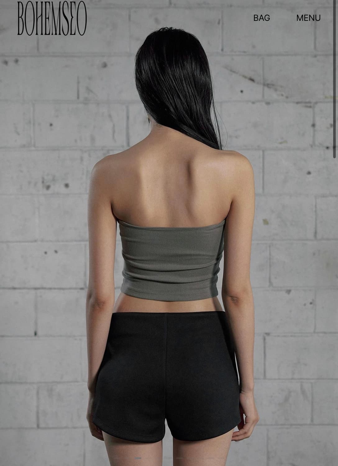 보헤미안서울 베이직 튜브탑 카키 상품이미지3