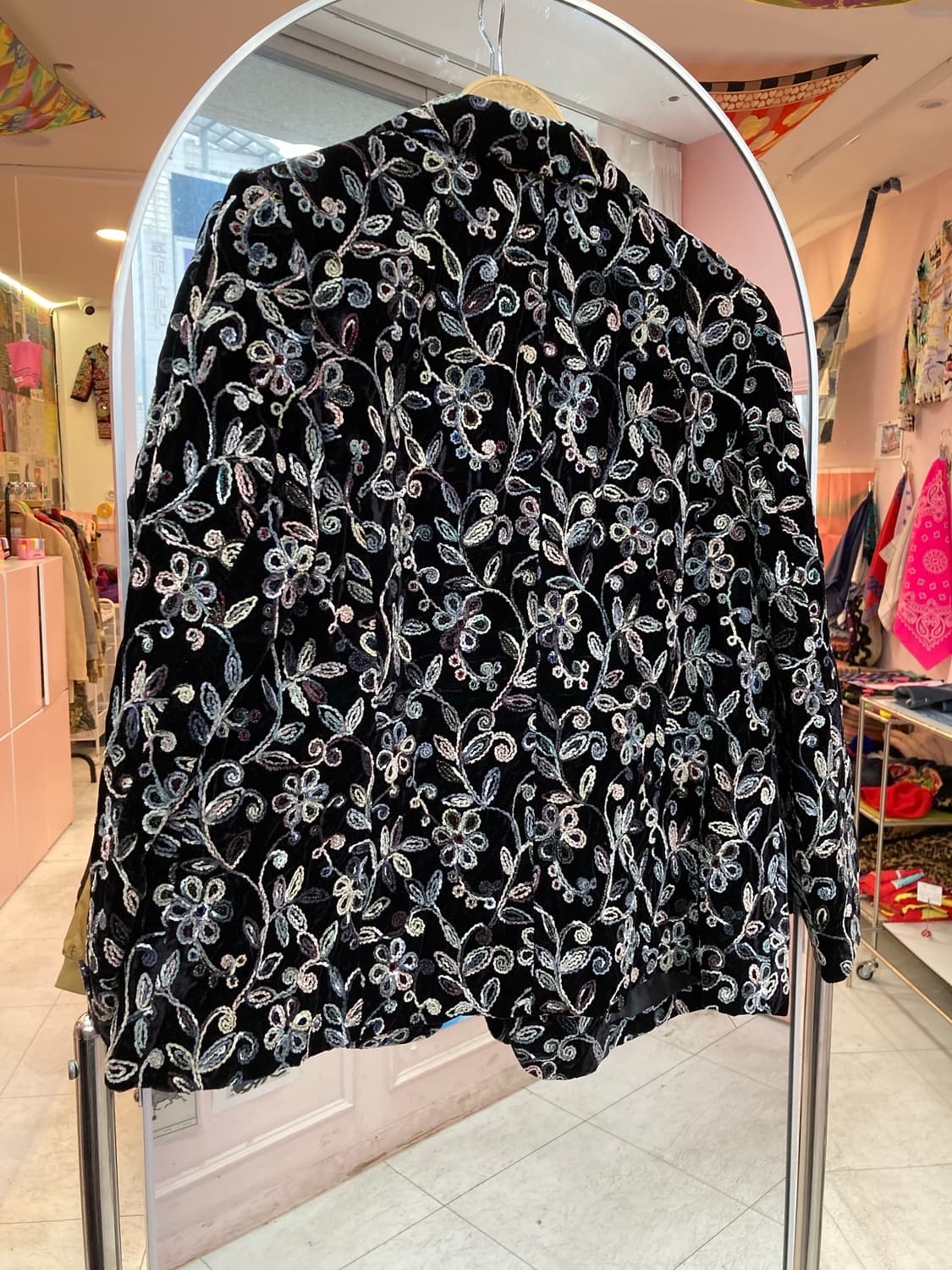 빈티지 플라워패턴 벨벳 자켓 상품이미지5