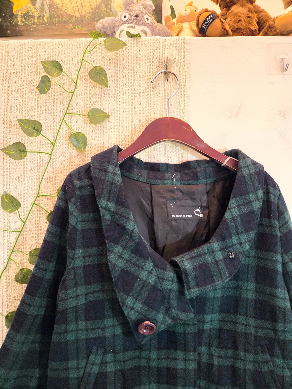 체크 케이프 핏 코트 상품이미지2