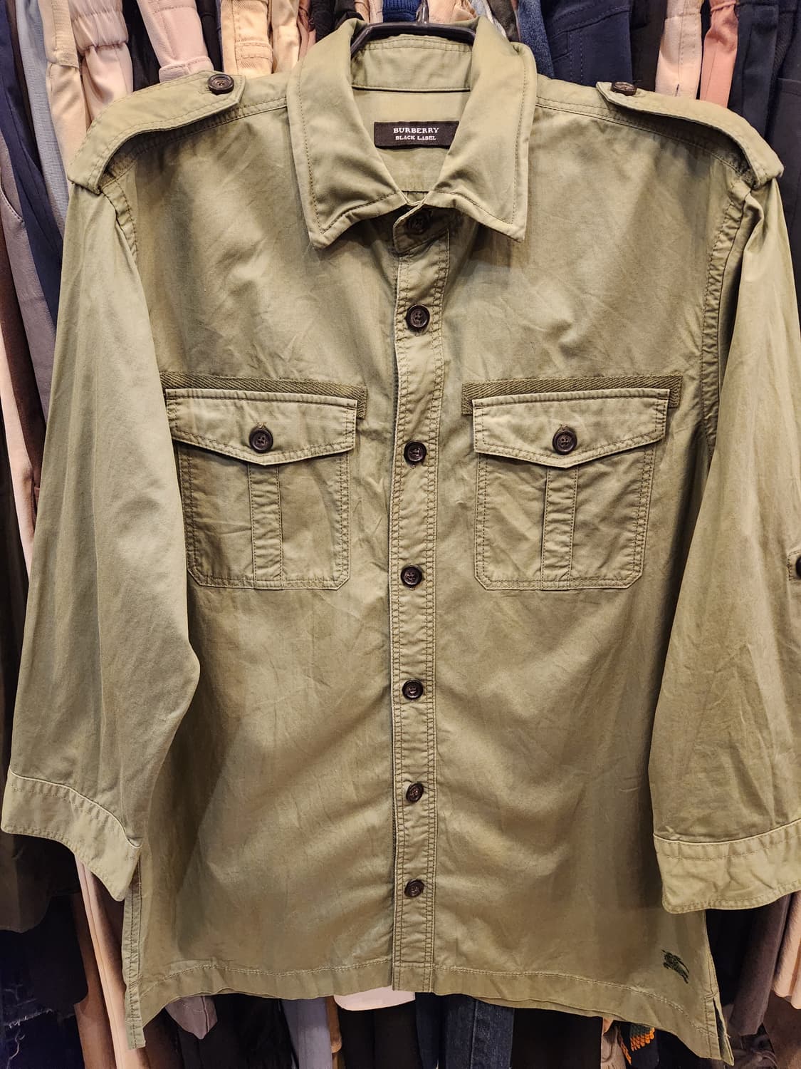 버버리 블랙라벨 카키 야상 셔츠  상품이미지1