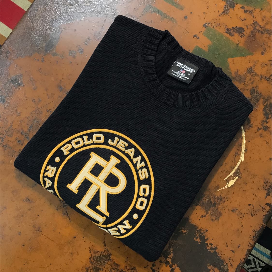 폴로 진스 PRL 로고 블랙 코튼 니트 남성 105 사이즈 상품이미지1