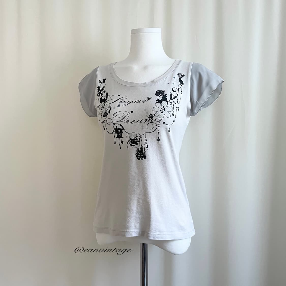 romantic printed gray top 상품이미지5