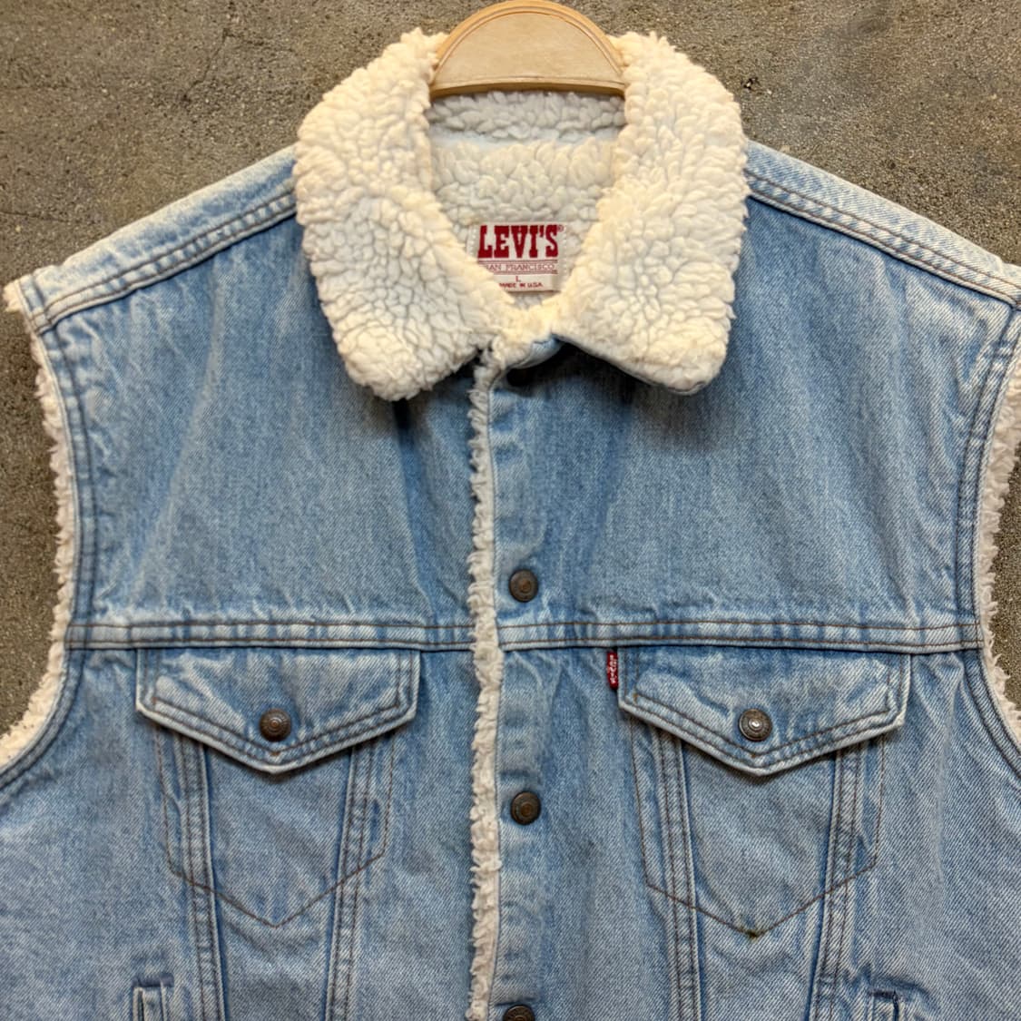 새상품급 80s Made in USA 리바이스 쉐르파 양털 조끼 베스트  상품이미지3