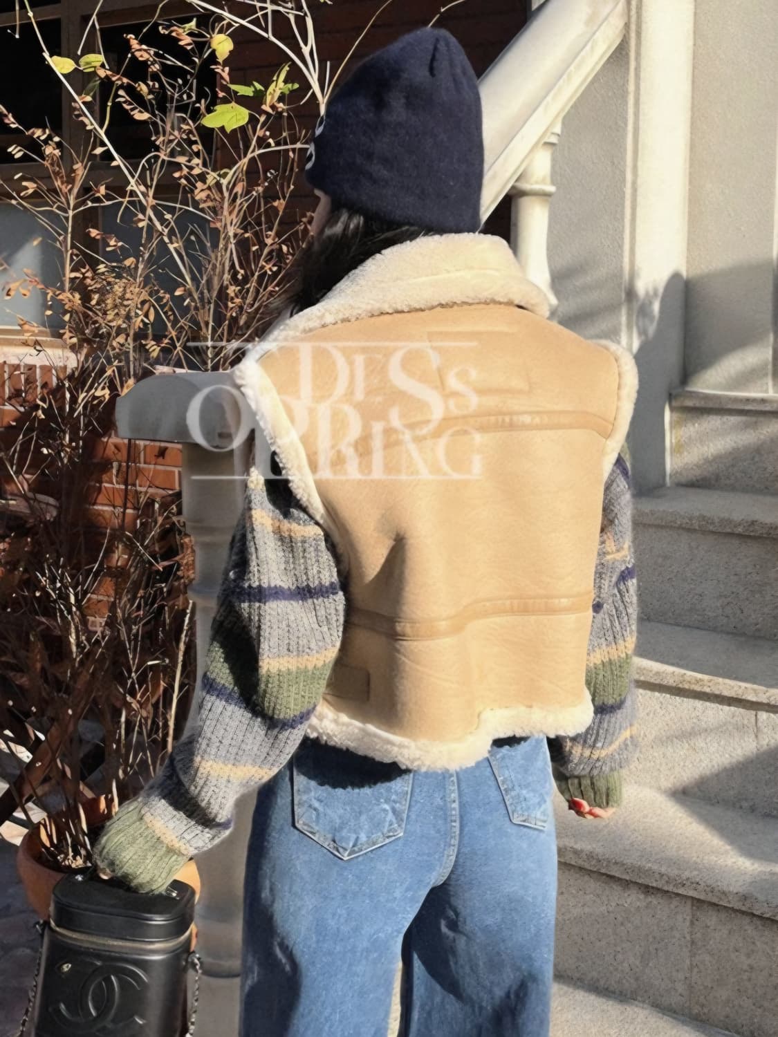 탑드레싱 크롭 무스탕 퍼 베스트 상품이미지4