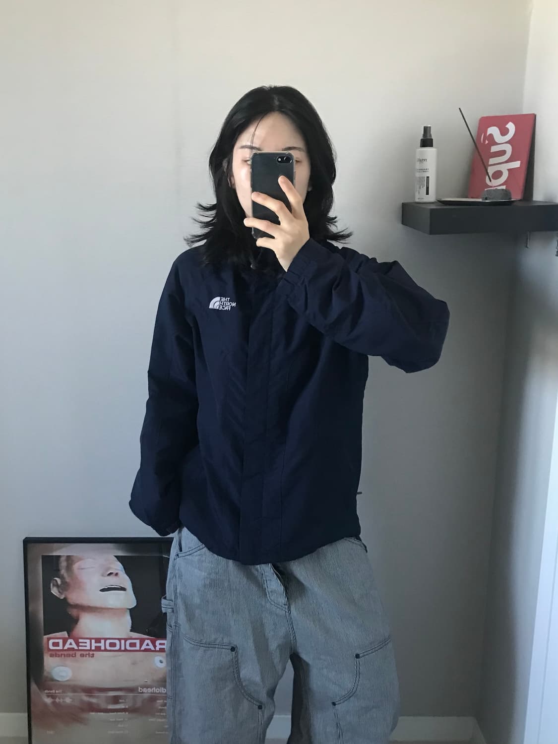 노스페이스 원드 로고 네이비 바람막이 자켓 상품이미지1