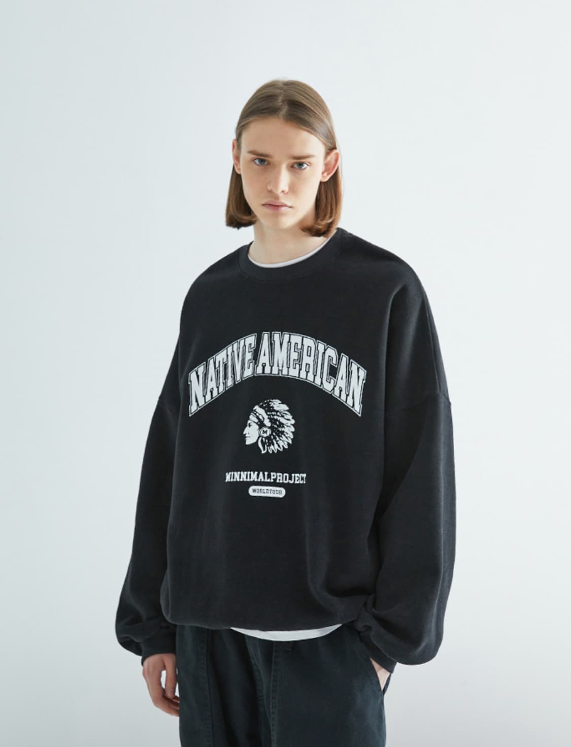 미니멀프로젝트 피치스킨 인디언 아트웍 오버핏 맨투맨 XL 상품이미지1