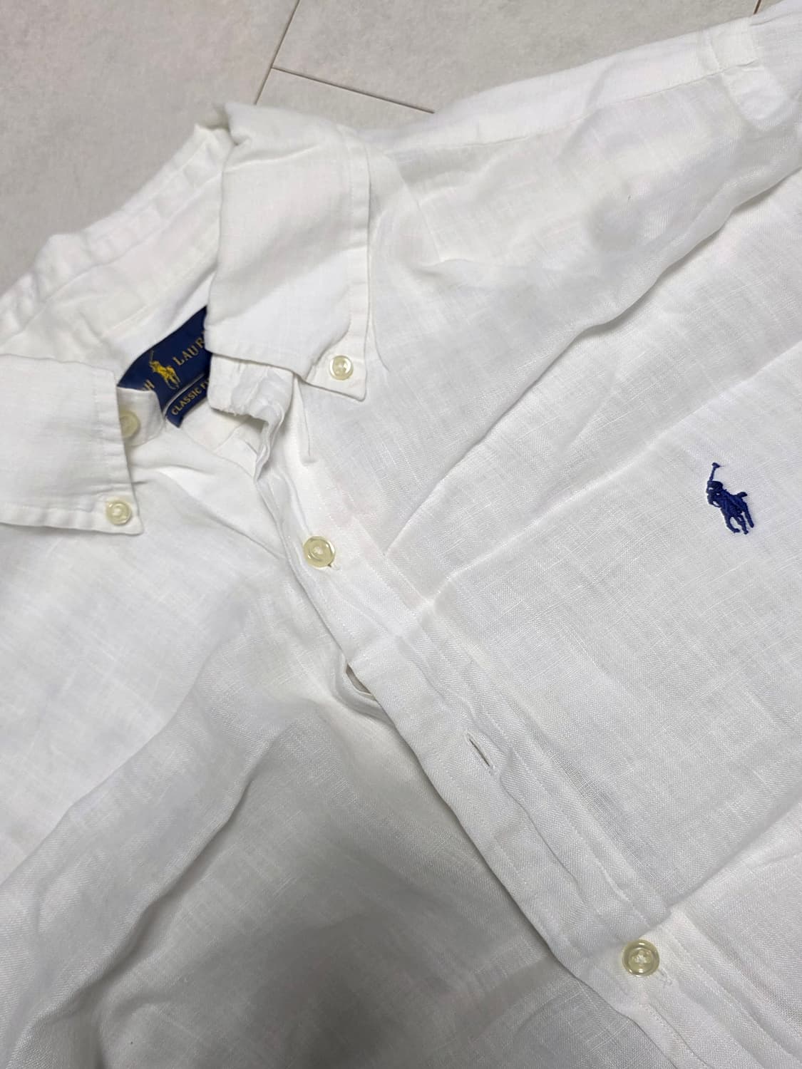 폴로 랄프로렌 클래식핏 린넨 셔츠 L 화이트 상품이미지2