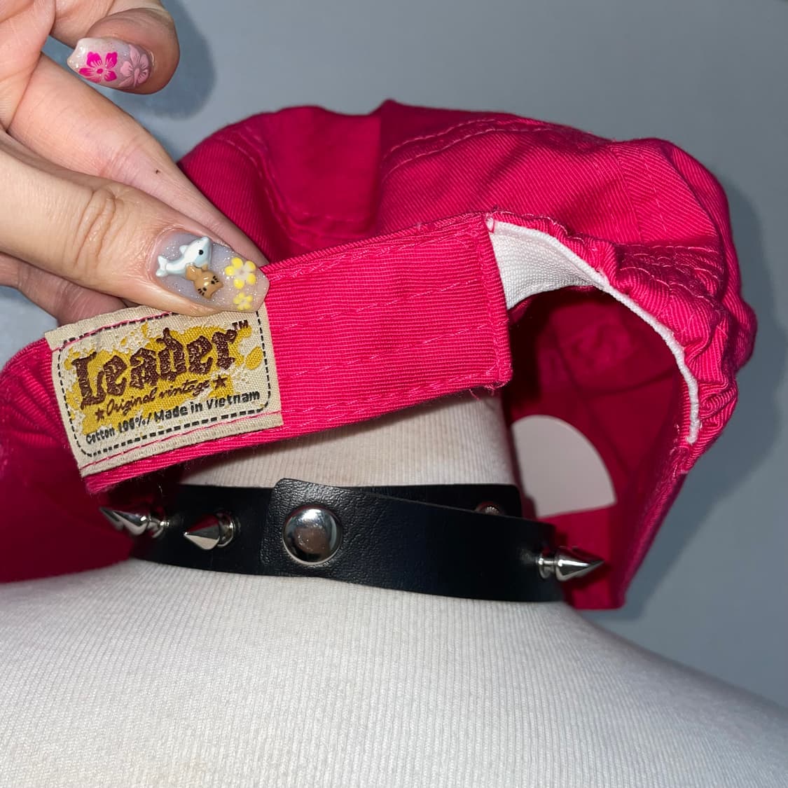 Hot pink y2k bead damage cap   상품이미지7