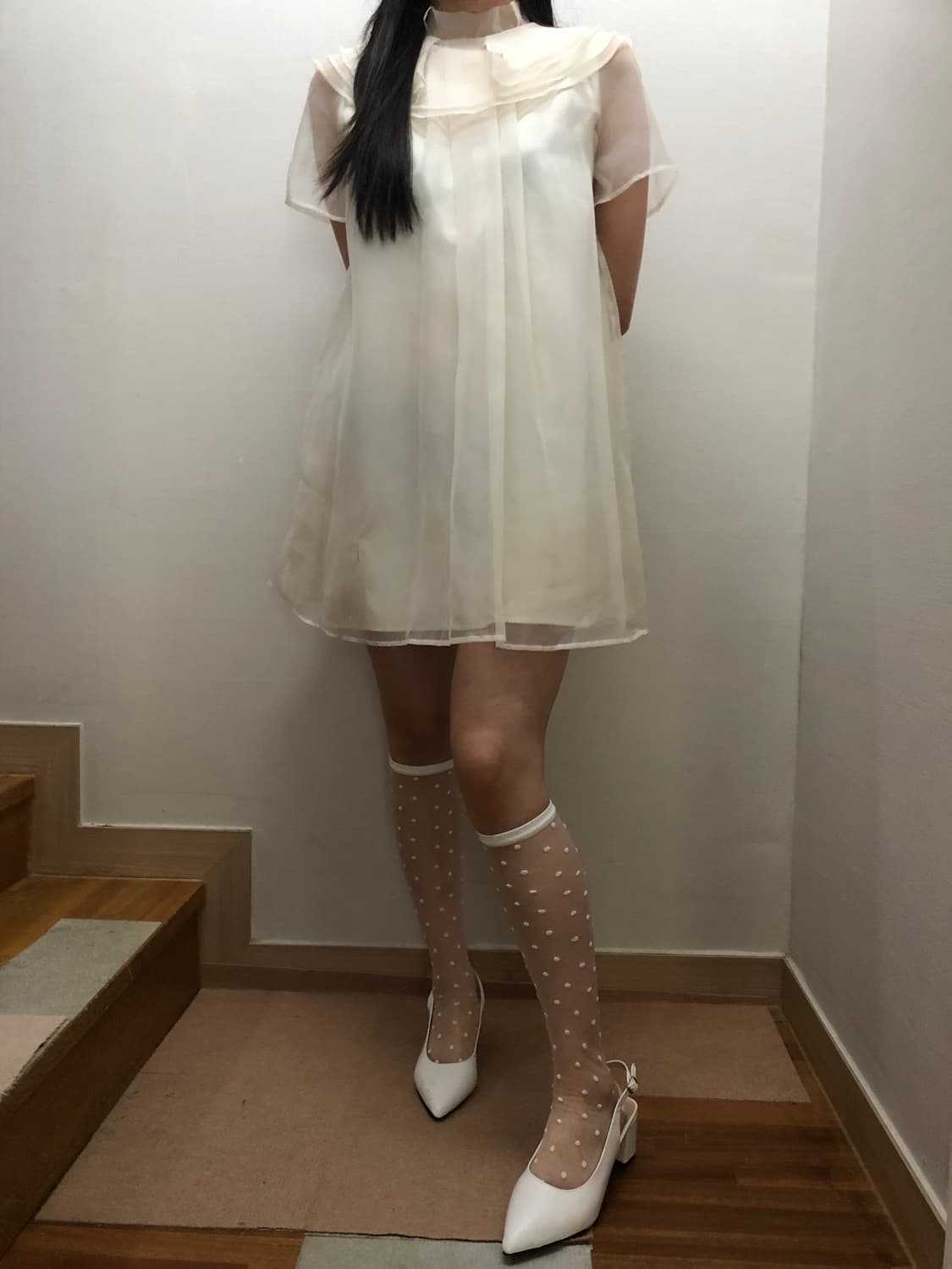 빈티지 화이트 레이스 미니 원피스 상품이미지4