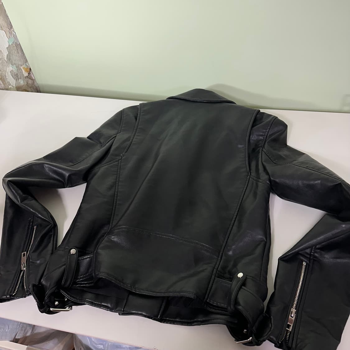 우먼S 자라 블랙 크롭 레더 라이더자켓 상품이미지5