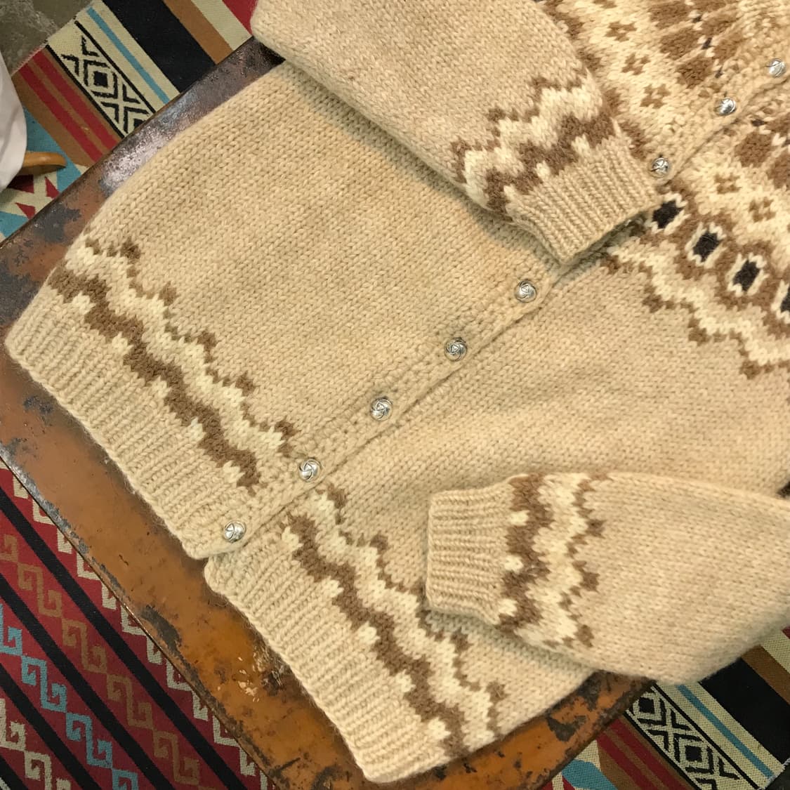 VTG 빈티지 노르딕 패턴 울 라운드넥 가디건 남성 105 여성 오버핏 상품이미지4