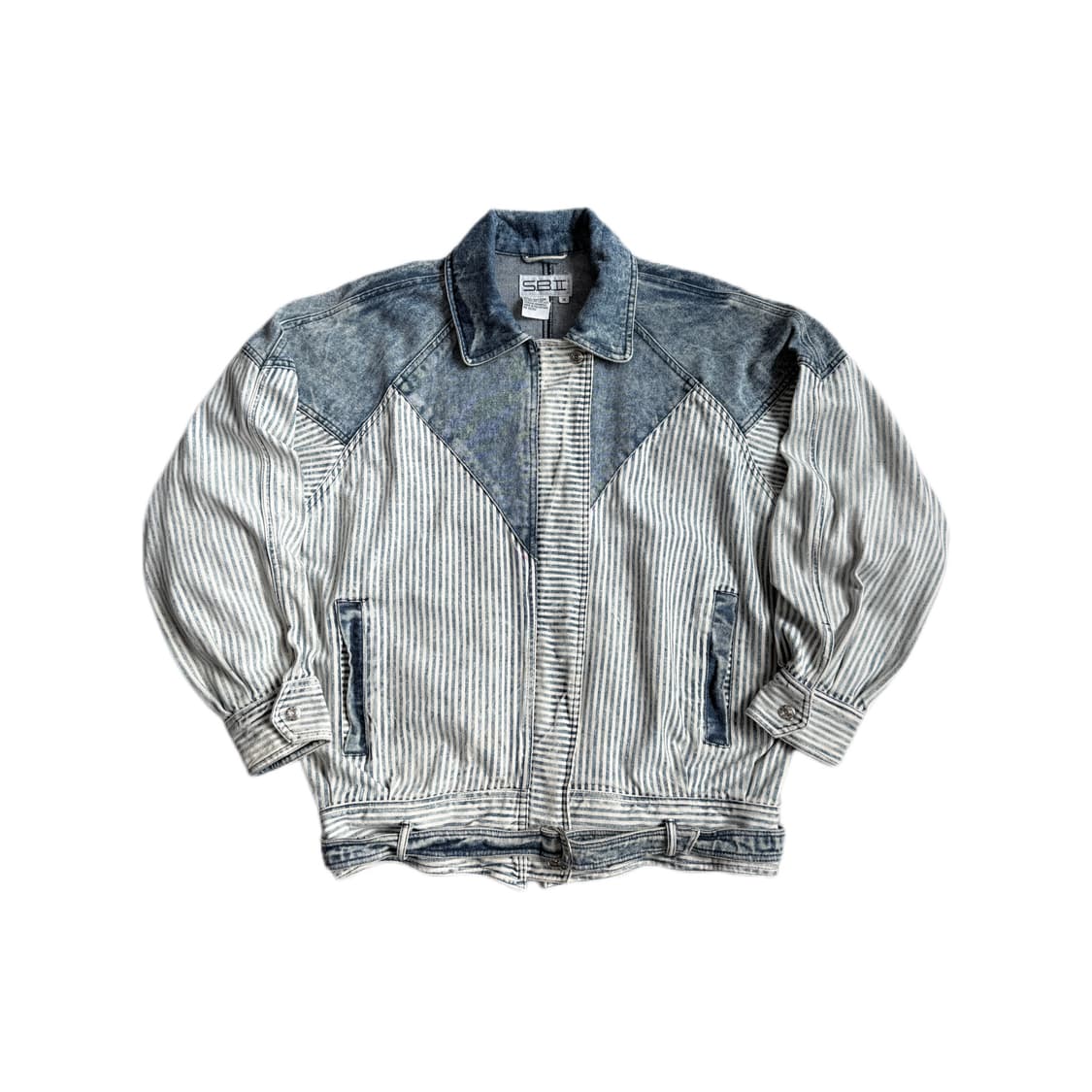 SB ll 90s 빈티지 벨티드 스트라이프 도킹 데님자켓 상품이미지1