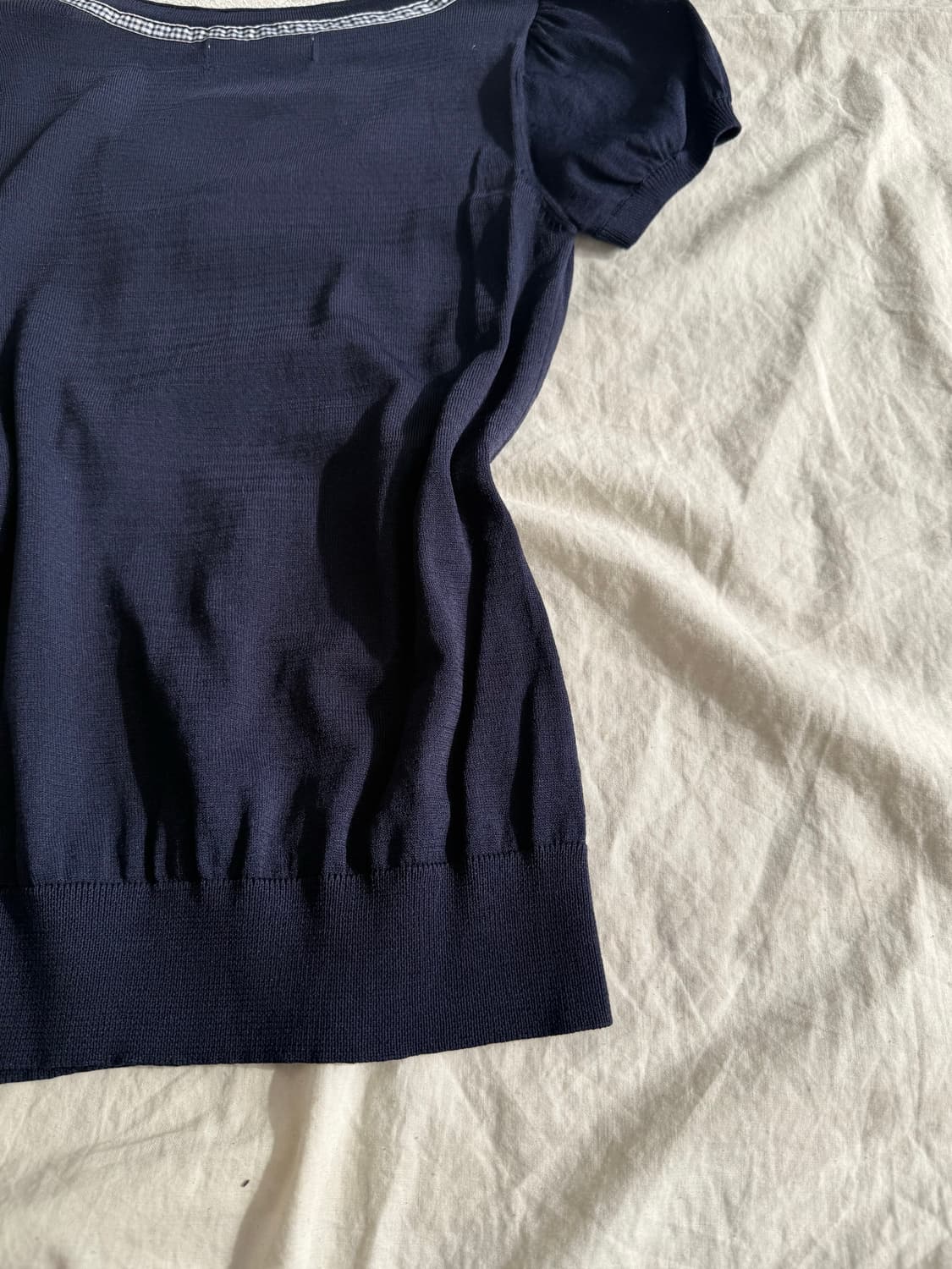 네이비 러블리 로걀 긱시크 반팔탑 상품이미지6