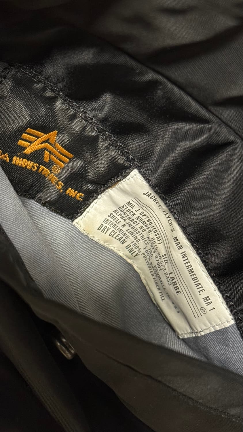 알파인더스트리 ma-1 플라이트 자켓 블랙 L  상품이미지3