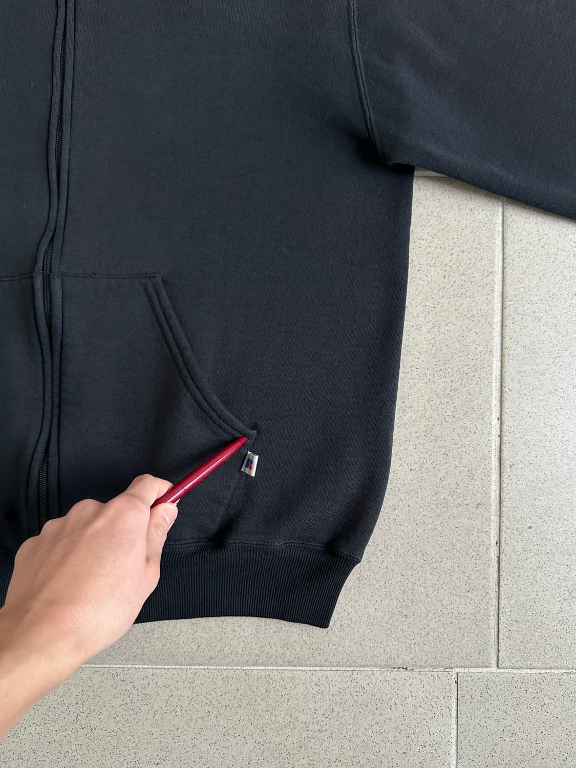 90s 빈티지 러셀 후드집업 블랙 L USA 상품이미지6