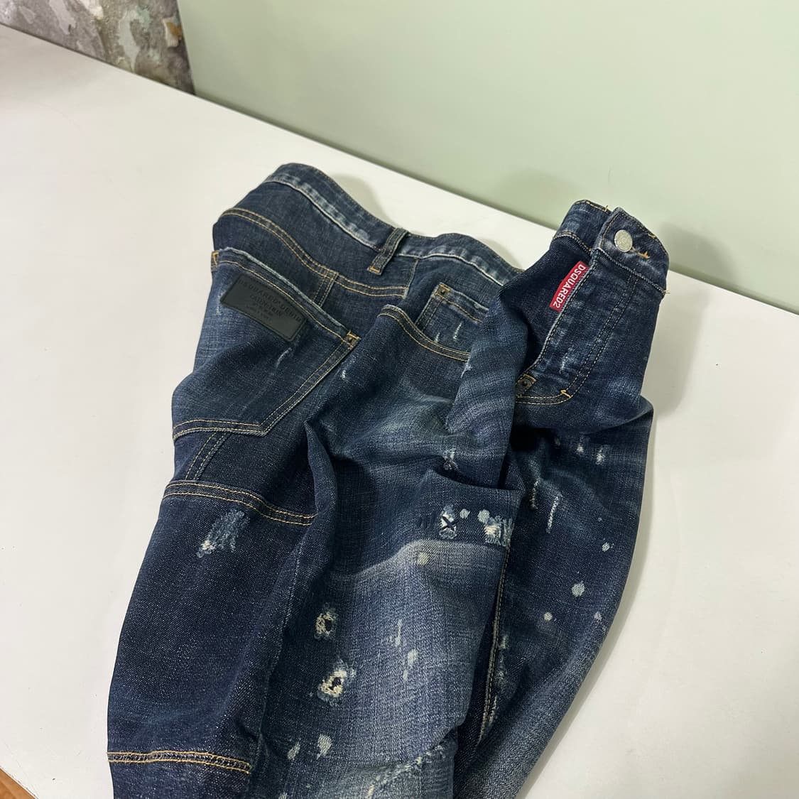 48 M 디스퀘어드2 페인팅 찢청 바이커진 상품이미지2