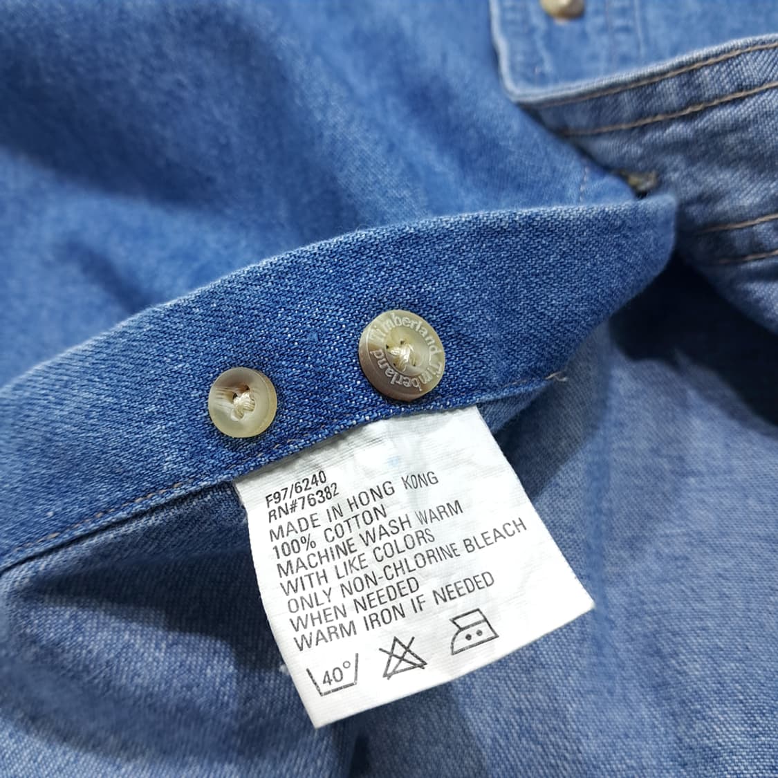 CL622 M 팀버랜드 90s 홍콩판 코튼 버튼다운 데님셔츠 남방 상품이미지7