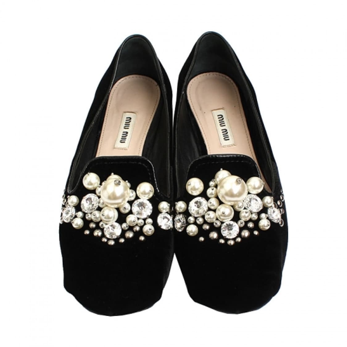 미우미우 블랙 벨벳 진주 로퍼 (37 1/2) 상품이미지2