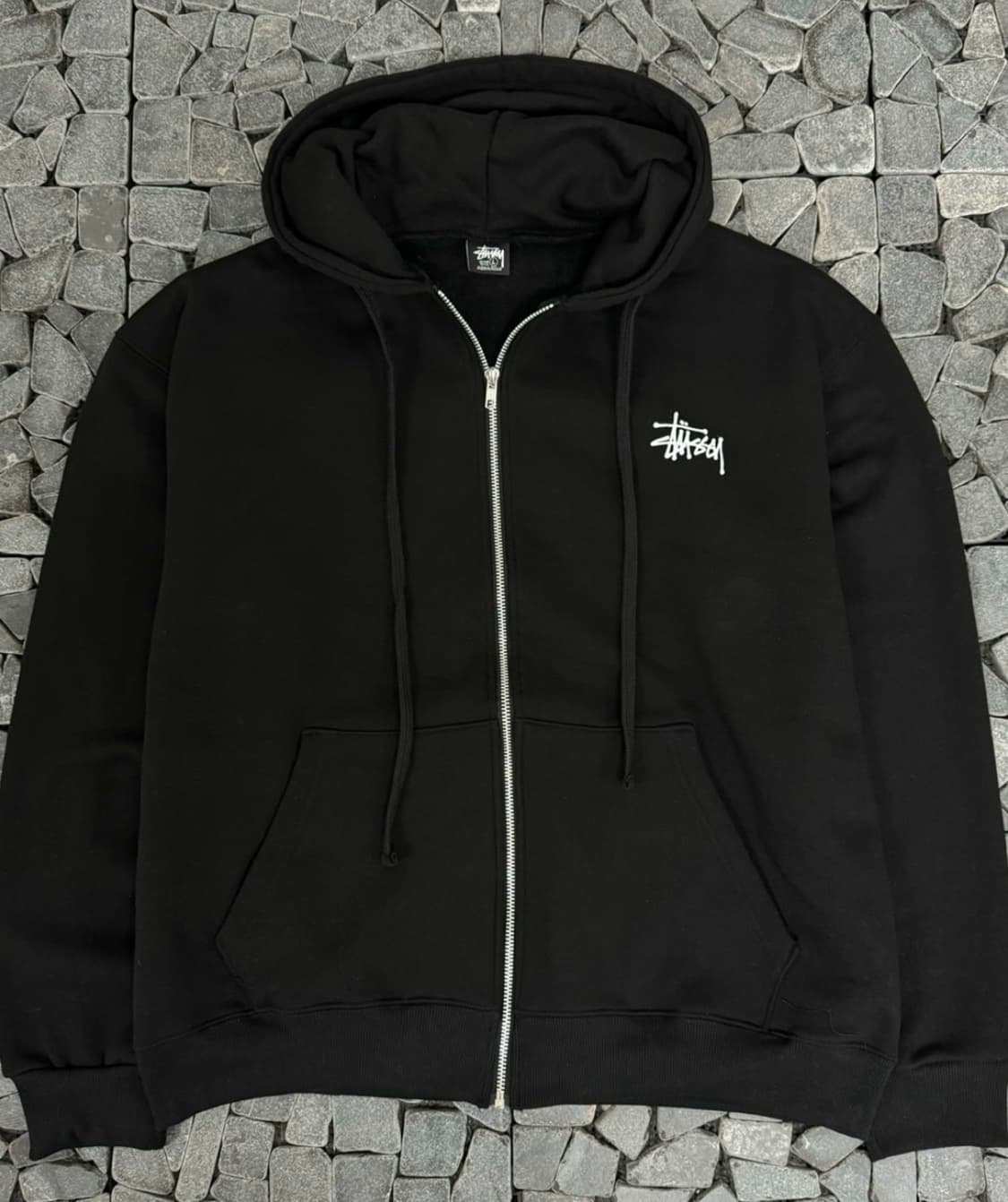 스투시 백로고 블랙 후드집업 L 상품이미지2