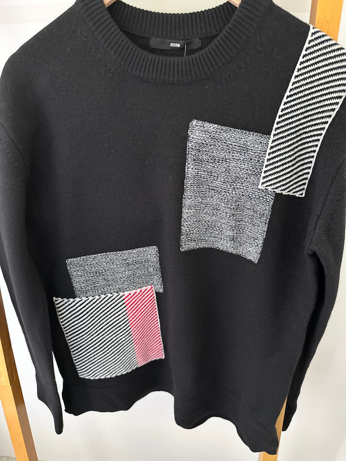 시스템 블랙 패치 울 니트(사이즈 95) 상품이미지3