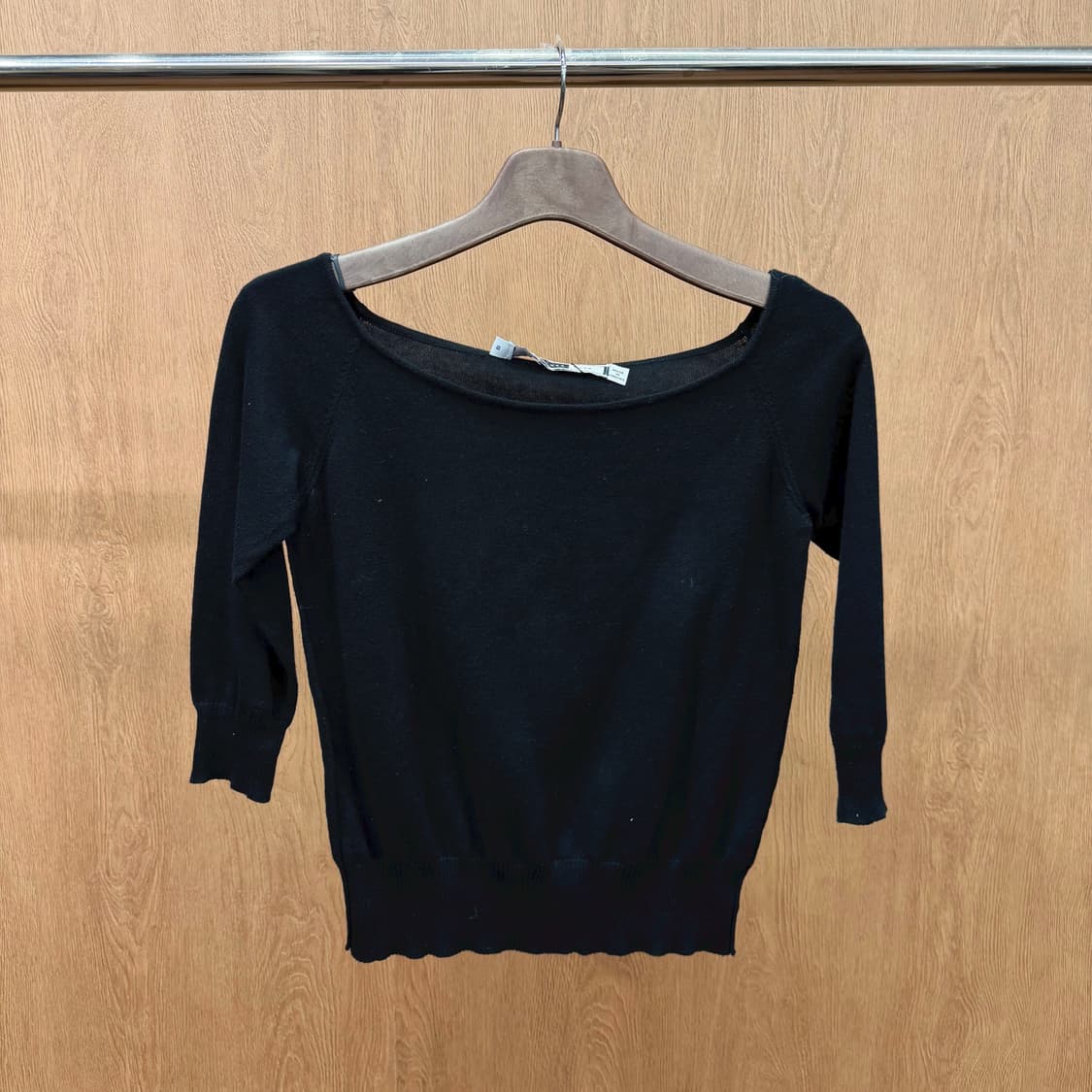 막스마라 스포트막스 7부 니트 밑단 소매 리빙 라운드넥 디테일 블랙 상품이미지2