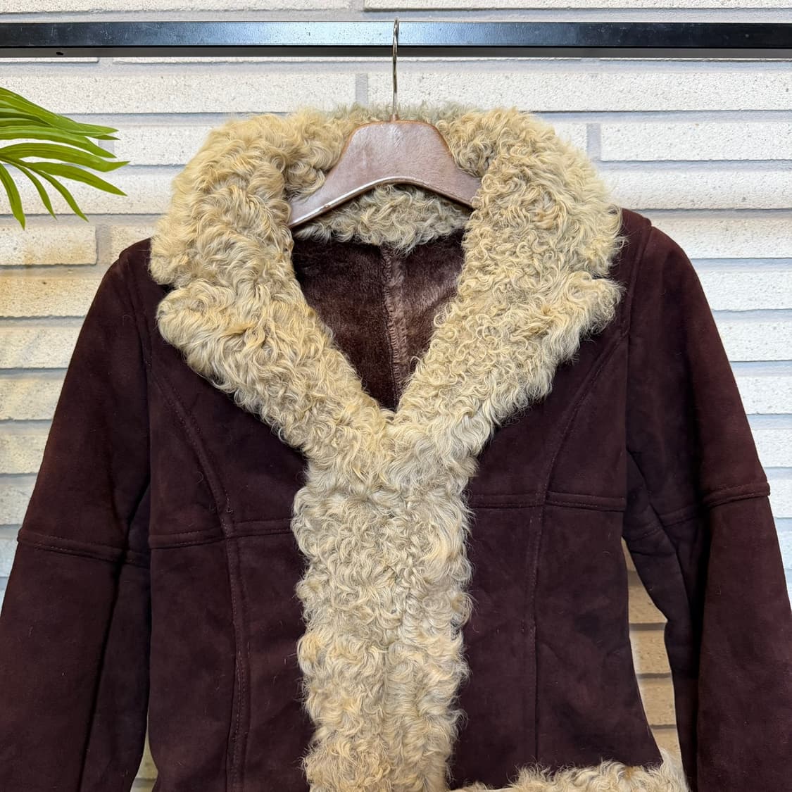 JPN VINTAGE 스웨이드 시어링 숏자켓 패널절개 빅카라 디테일 모카 상품이미지4