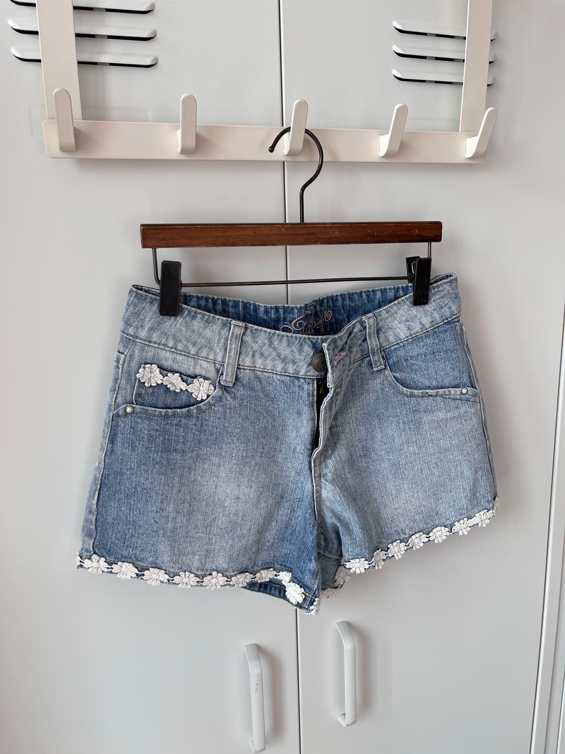 Vintage 꽃자수 레이스 데님 숏팬츠 상품이미지2
