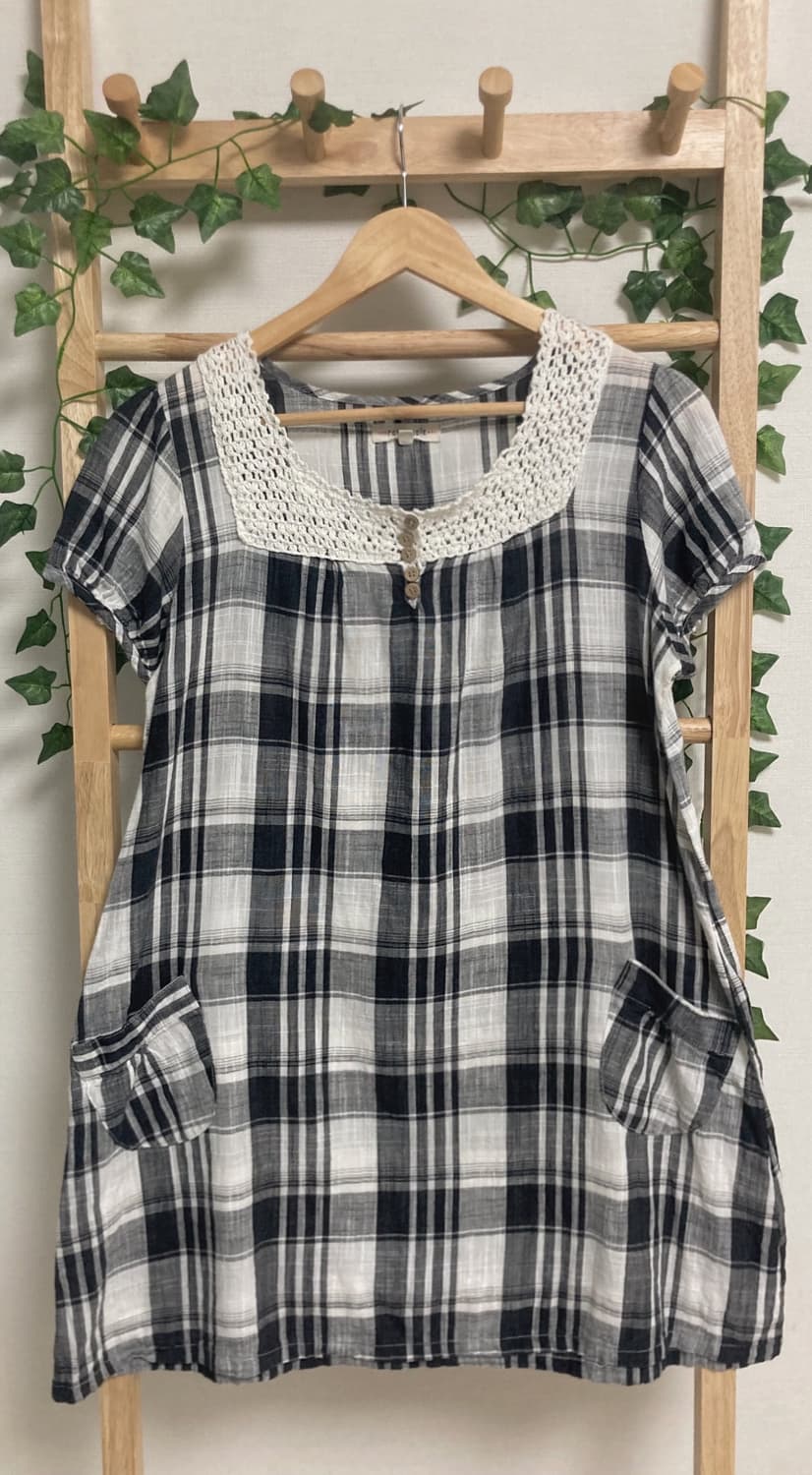 체크 크로쉐 블라우스 상품이미지1