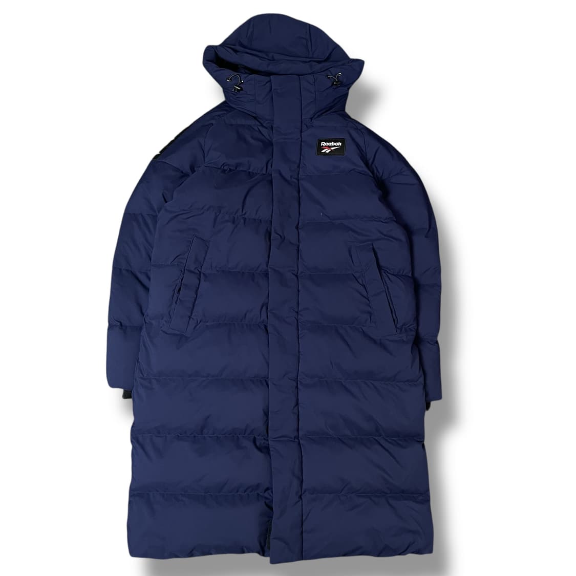 리복 로고 다운 네이비 후드 벤치 롱패딩 M 상품이미지1
