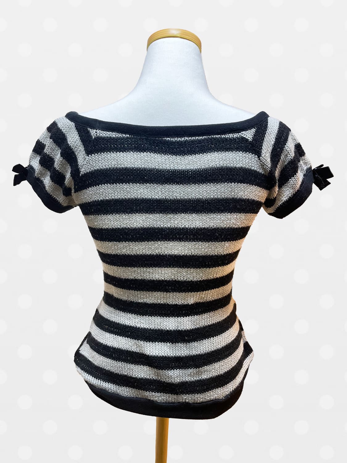스트라이프 리본 니트 반팔탑 상품이미지4