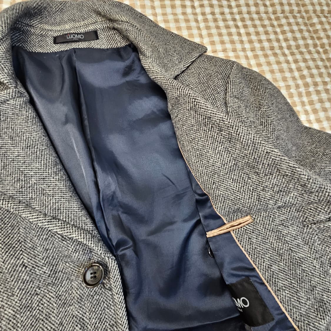 워모 헨링본 하프 코트 자켓 남자100 상품이미지6