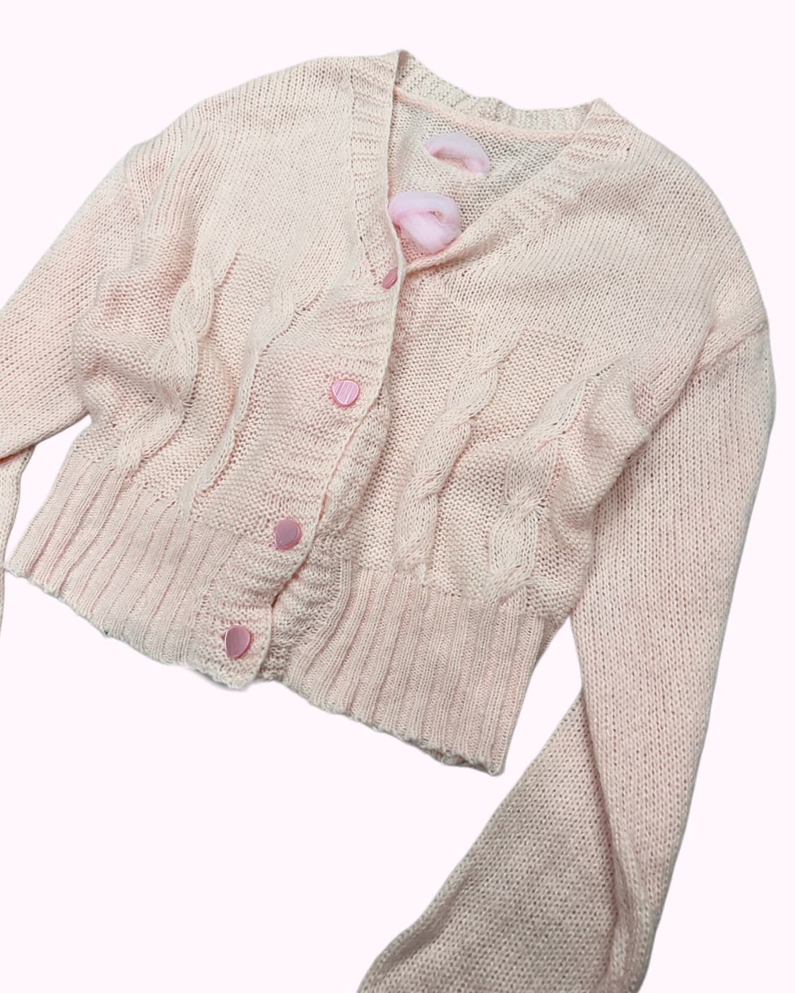pink lace-up crop cardigan 상품이미지3