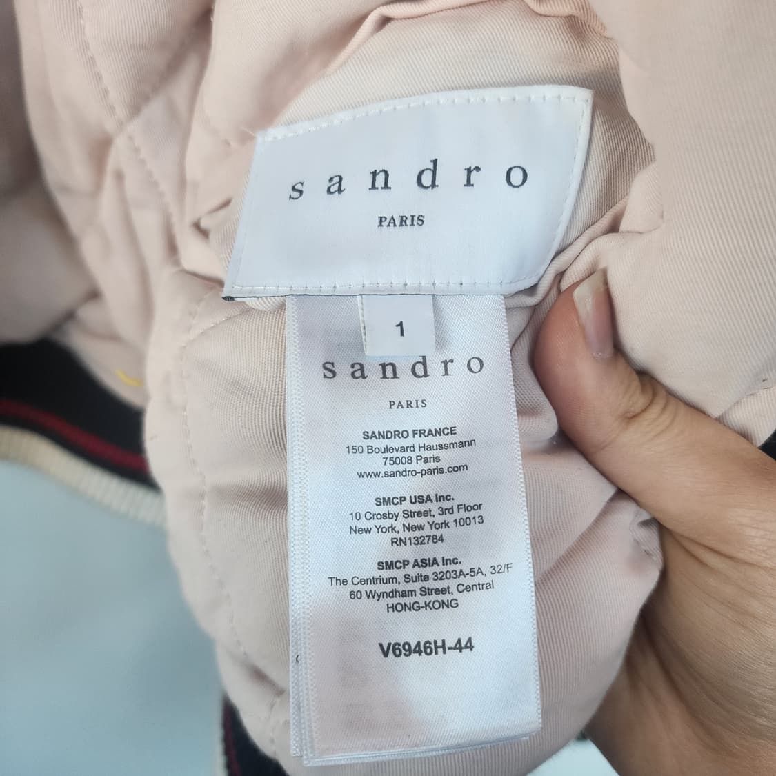 산드로 검정 벨벳 장미 자수 항공 점퍼 상품이미지5