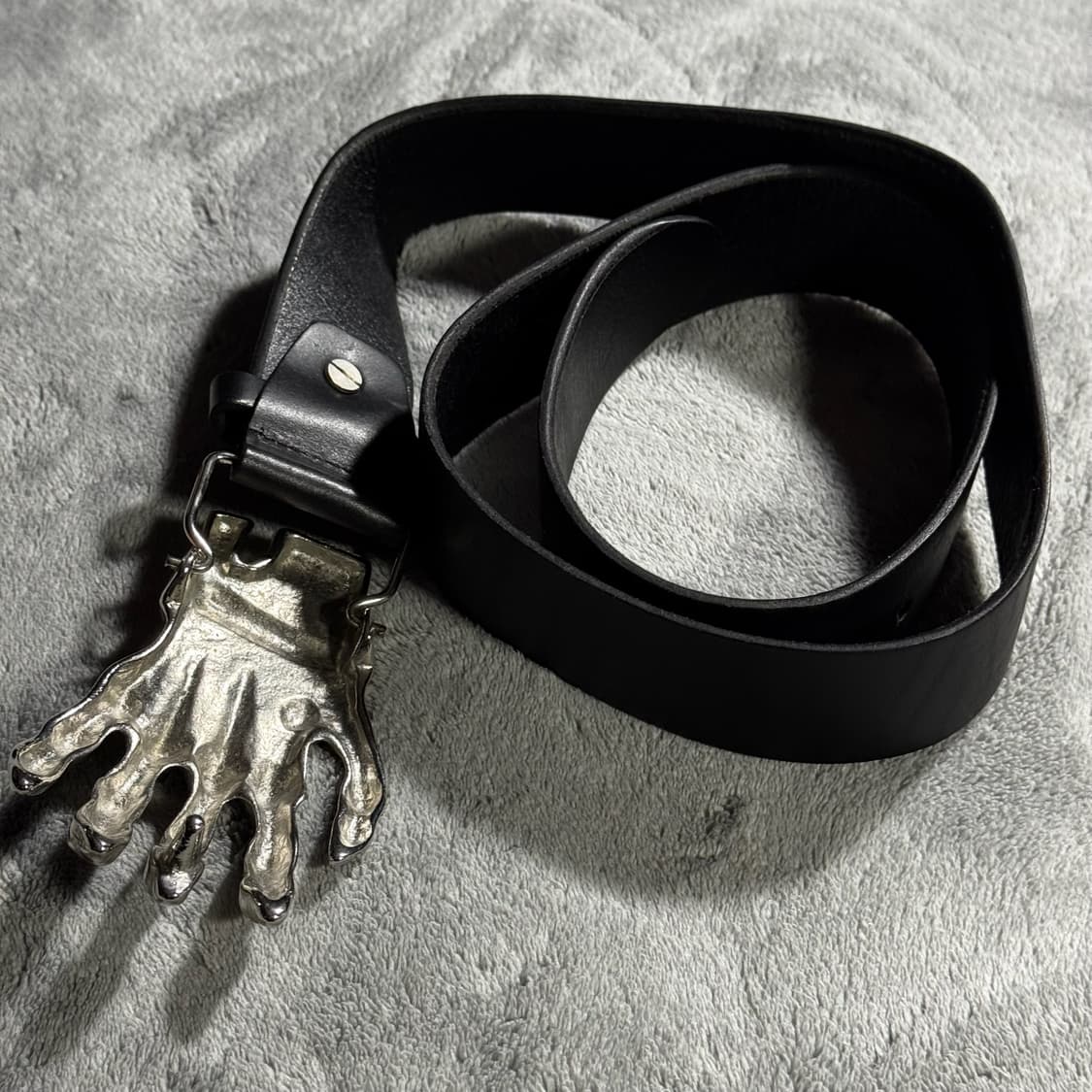 이탈리안클럽 해골 손 검정색 가죽 벨트 상품이미지3