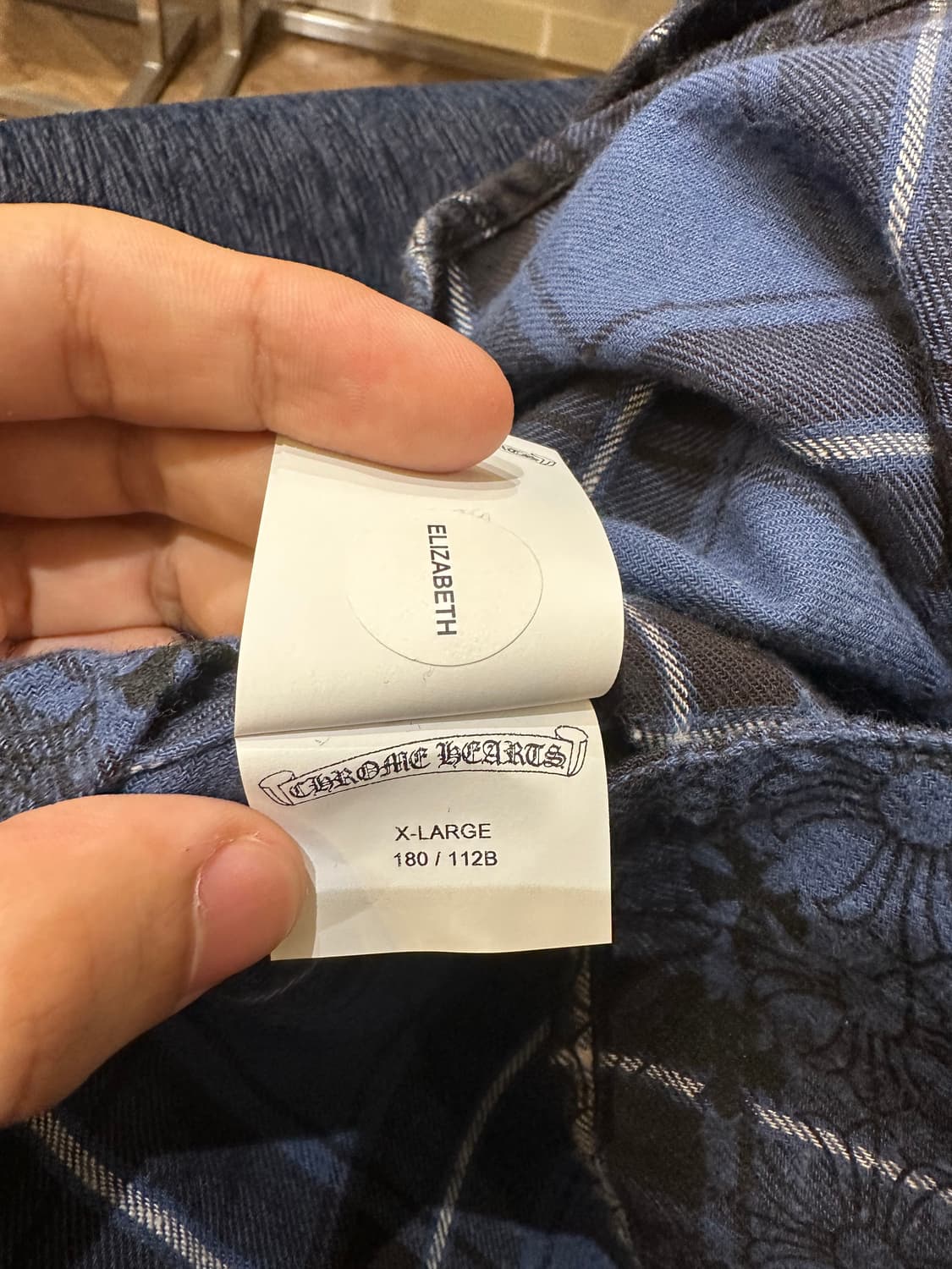 크롬하츠 루스앤리스 레더패치 체크셔츠 블루 XL 상품이미지4