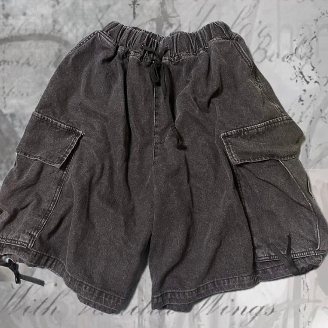 5부 카고 하프팬츠 버뮤다팬츠 흑청 y2k 상품이미지1