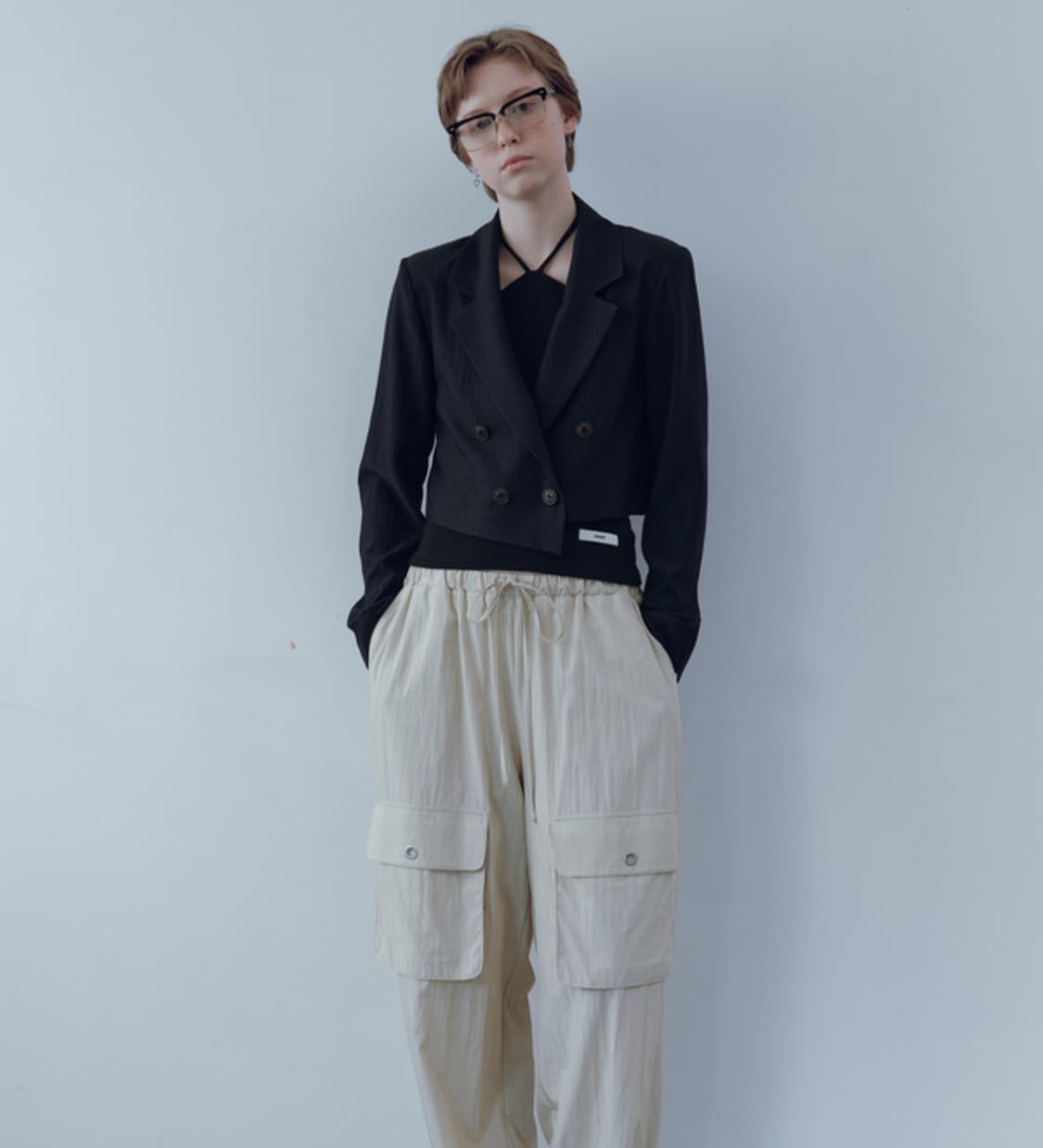 다이닛 크롭 블레이저 네이비 상품이미지2