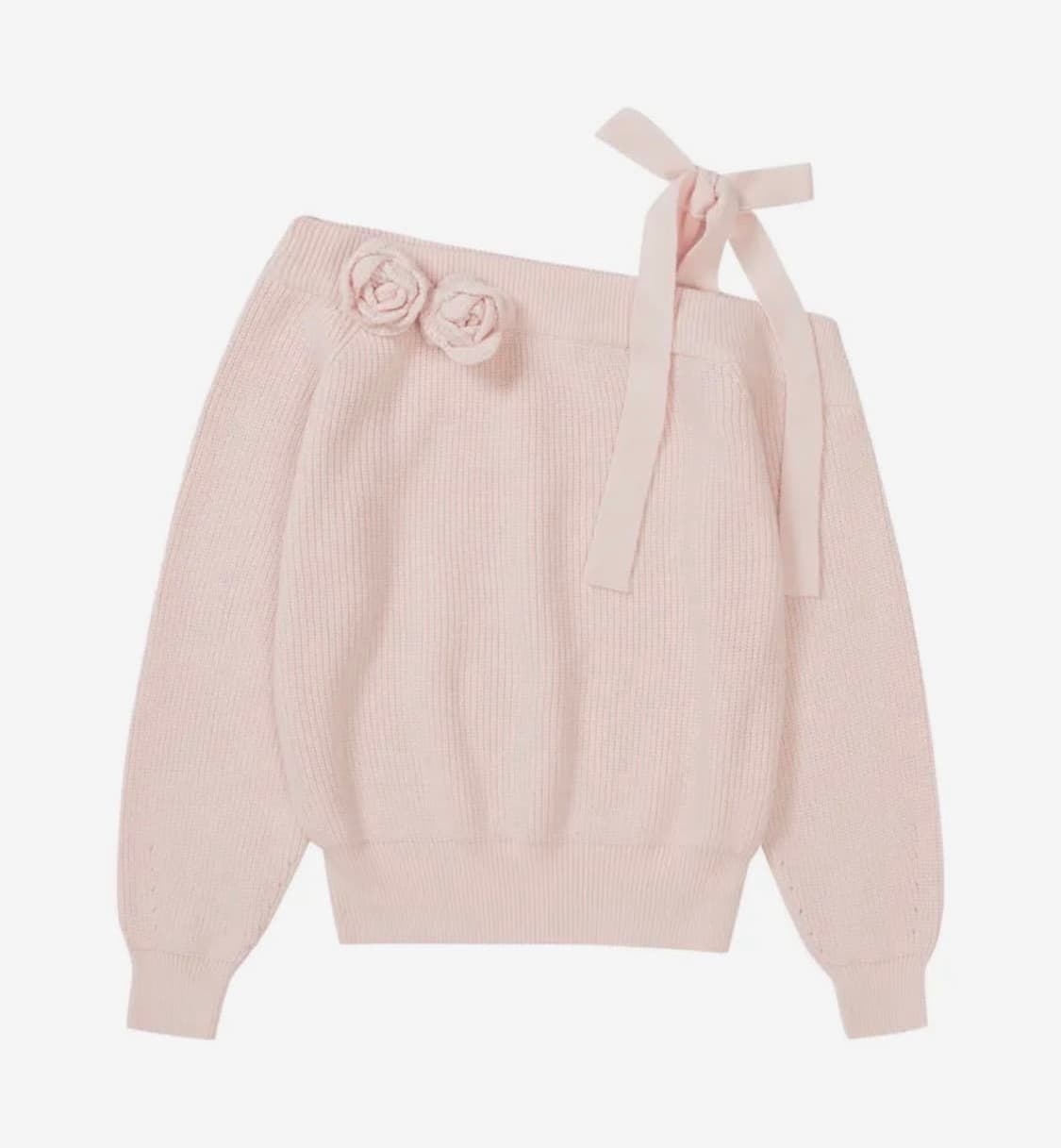 일리고 블룸 보우 오프숄더 니트 핑크 상품이미지2