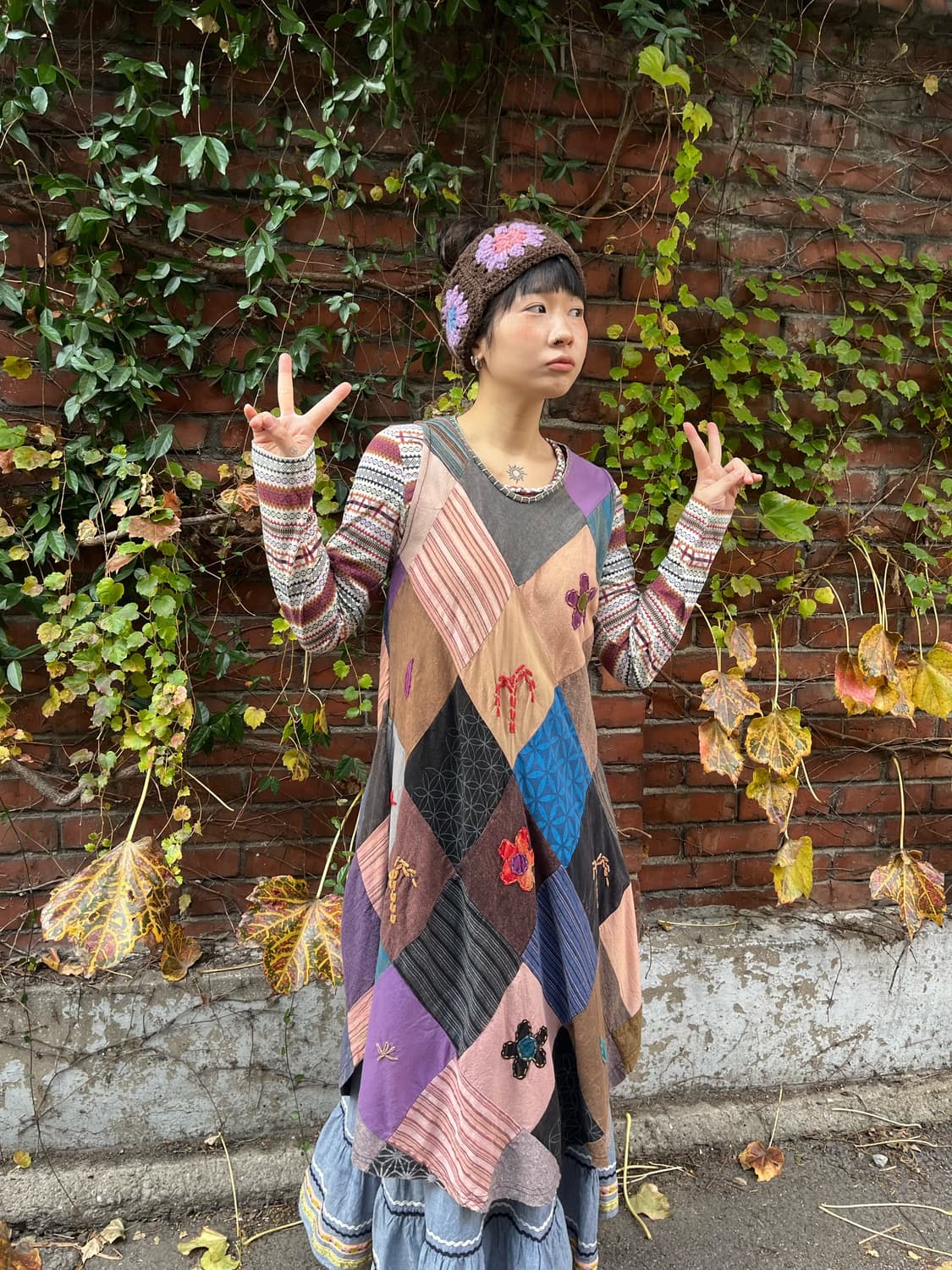 빈티지 히피무드 패치 원피스 상품이미지2