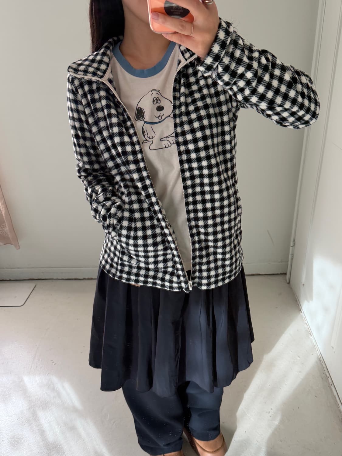 일본빈티지 모리 레이어드 후리스 체크 세트 상품이미지2