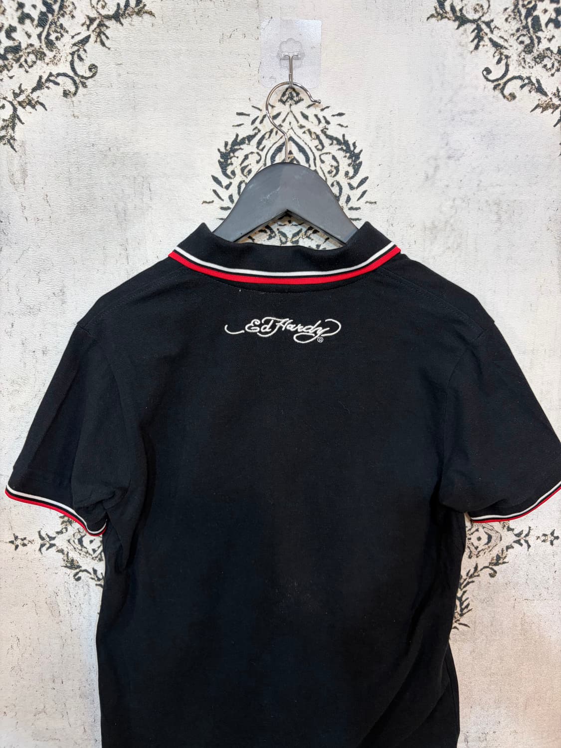 에드하디 Ed Hardy 스컬 자수 레터링 카라 숏슬리브 상품이미지8
