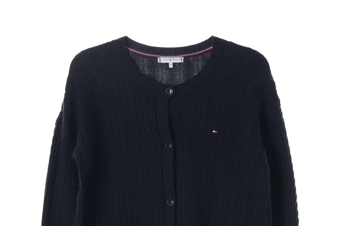 타미힐피거 클래식 케이블 꽈배기 가디건 네이비 M 상품이미지3