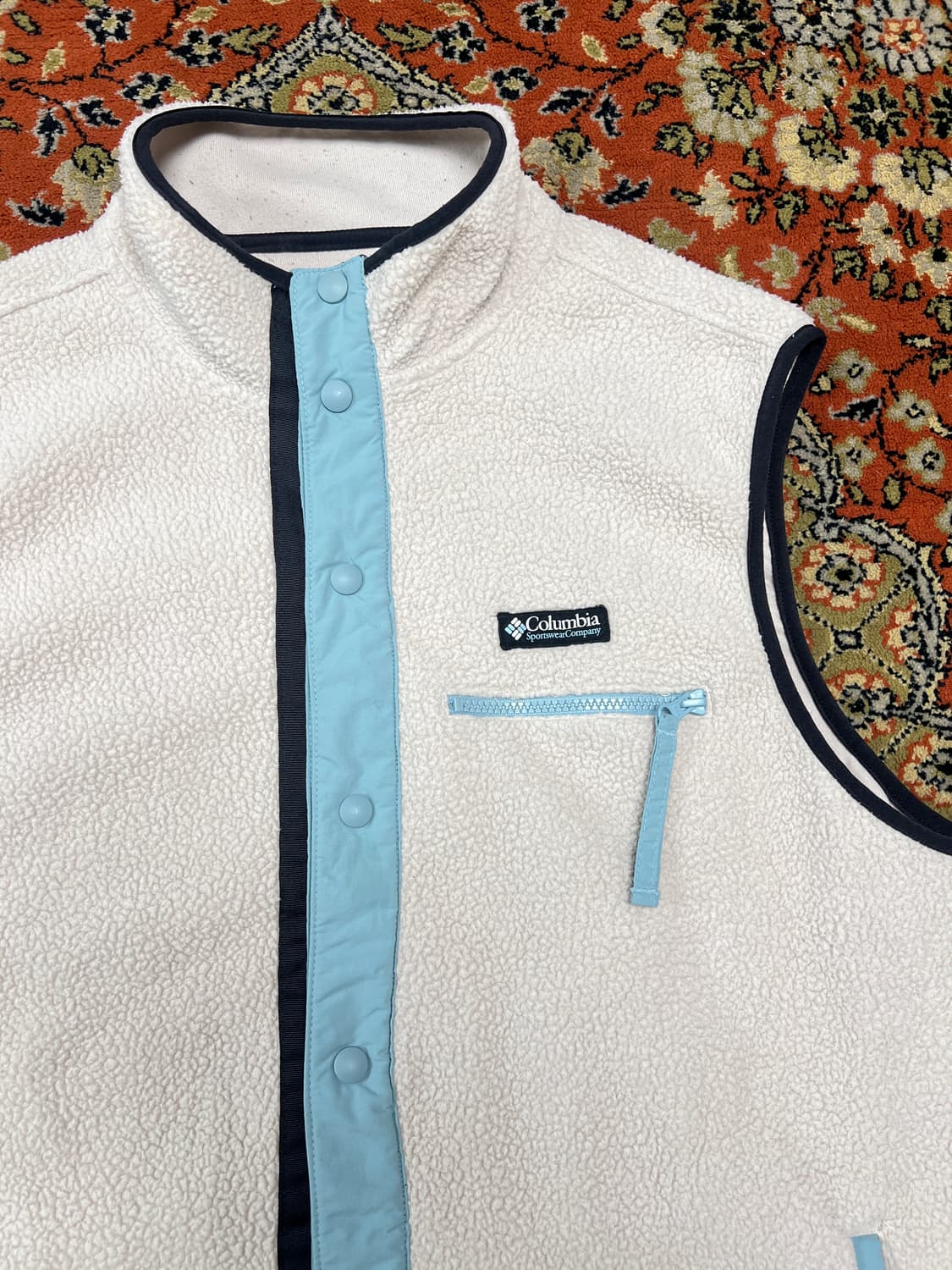 Columbia 플리스 베스트 화이트/스카이블루 XXL (110) 상품이미지2