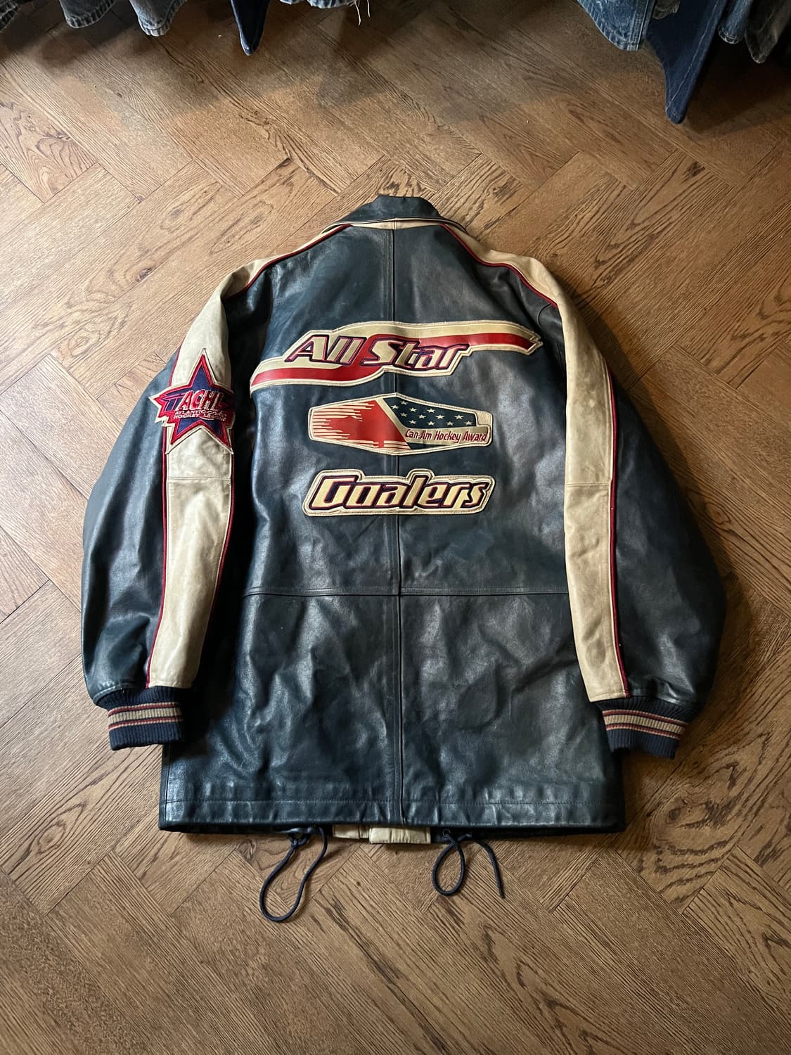 [M]90's AVIREX USA 아비렉스 올스타 레더 바시티 자켓 상품이미지9