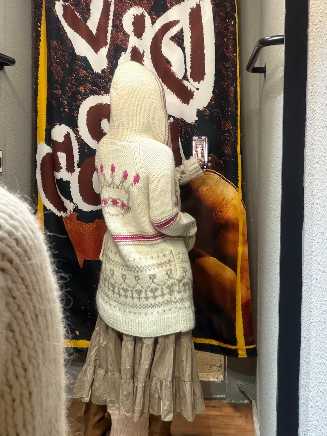 빈티지 노르딕 핑크 니트집업 상품이미지3